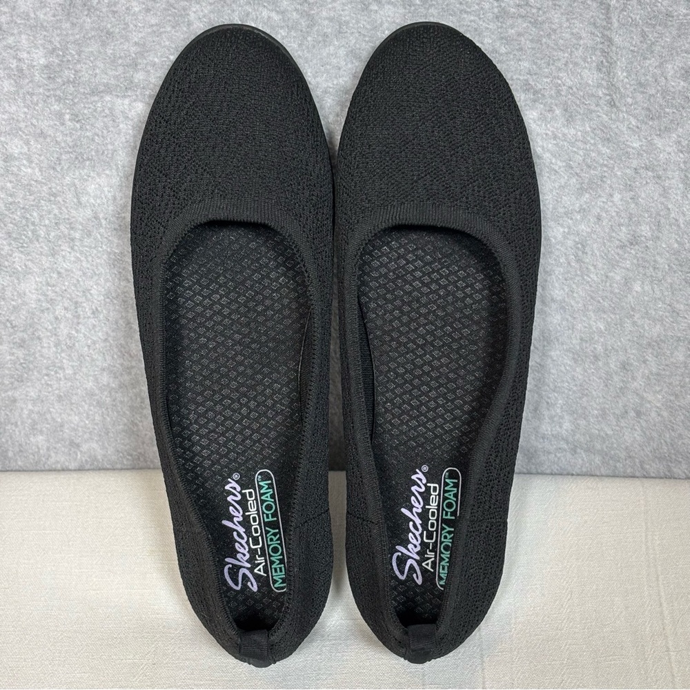 Skechers Cleo Flex Wedge Flipside Ballet Flats Shoes-Black-Women Size 11 - Picture 10 of 10